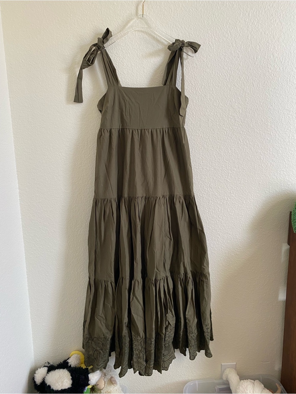Jason Woo Stretch Cotton Embroidered Tiered Maxi Dress